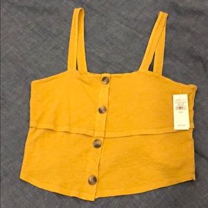 American eagle yellow crop button tank